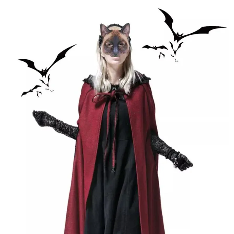 Halloween Mask Cat Half Face Mask Party Playing Props Furry Animal Adult Costume Cat Fans Mask Halloween Animal EVA Head Mask