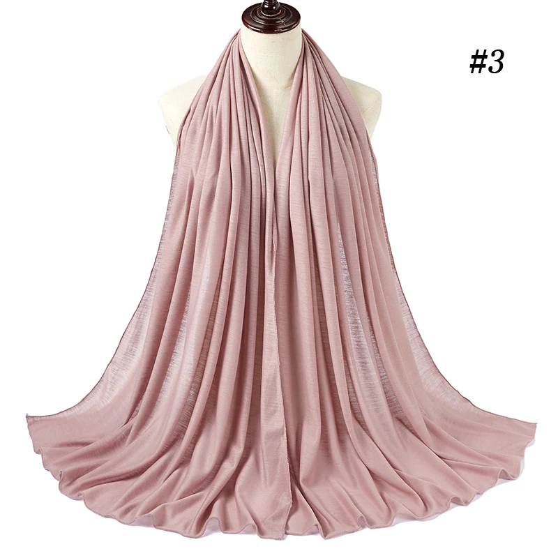 28 цветов шарф для женщин-мусульманок эластичные хиджабы исламские шали однотонные Модальные платок для женщин Джерси-шарф - Цвет: color 3