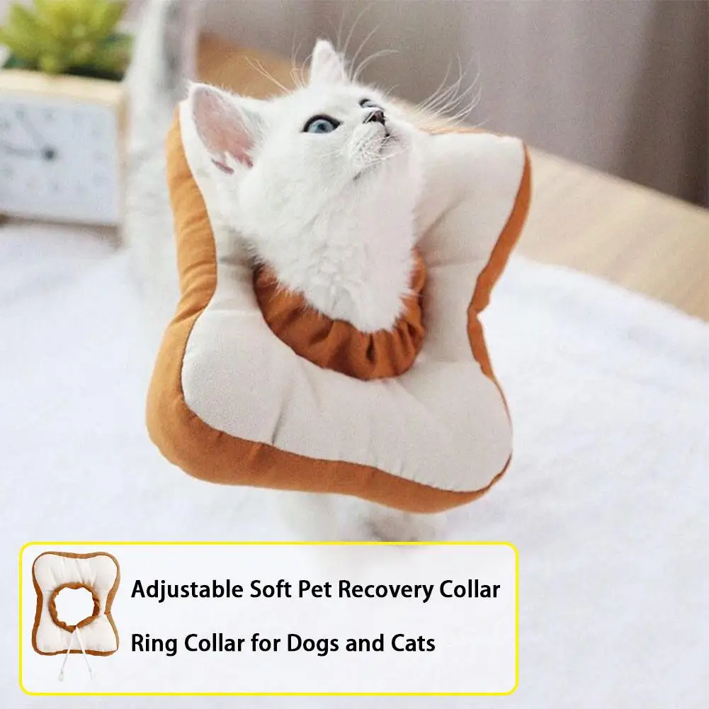 Adjustable Soft Cotton Elizabeth Dog Cat Collar Bread Shape Anti-licking Pet Recovery Collar Ring Collar for Dogs and Cats 20E