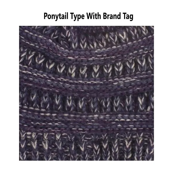 purplemix Ponytail Женские зимние вязаные шапки, шерстяные теплые шапки, женские повседневные Шапки, одноцветные шапки-бини - Цвет: purplemix Ponytail