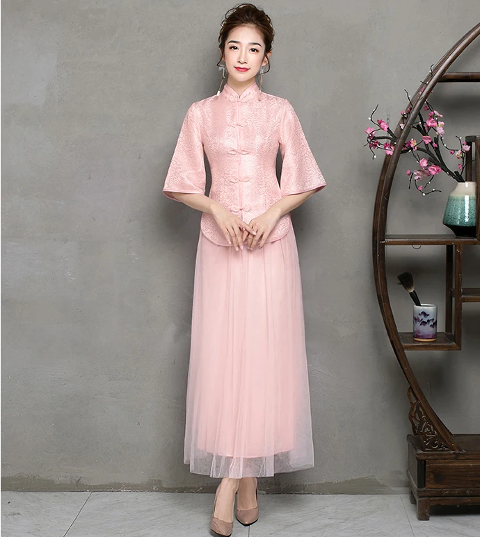 2 шт./компл. розовое китайское платье Ципао в китайском стиле модная верхняя