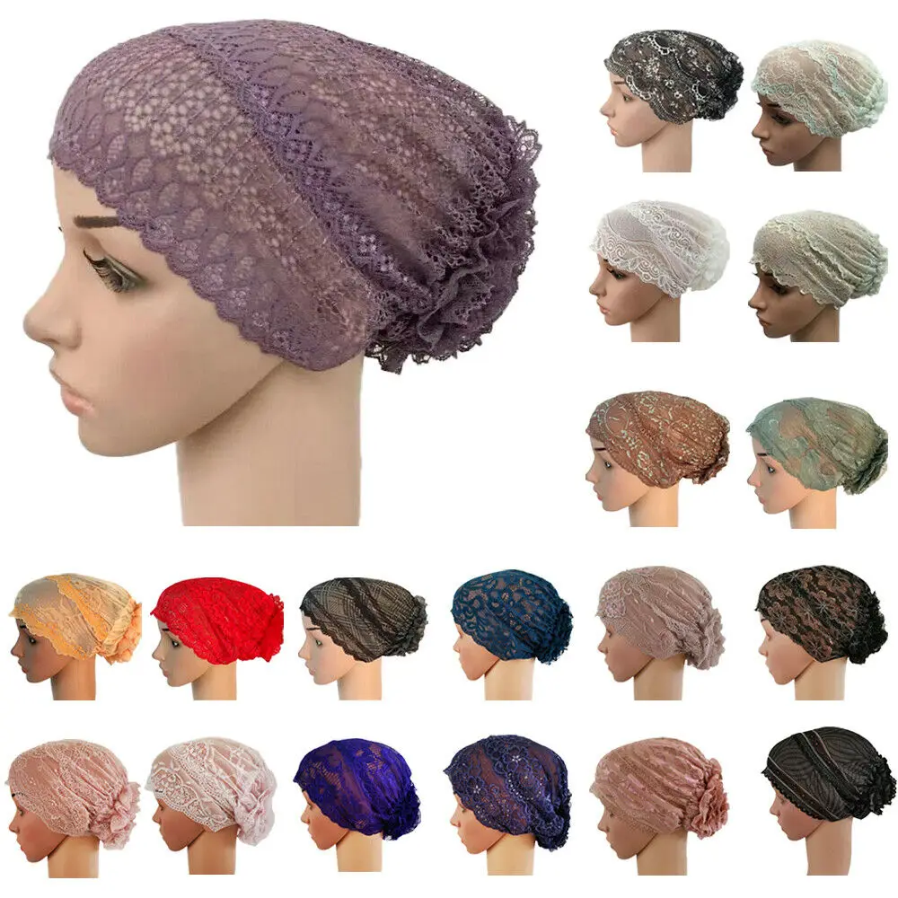 Muslim Women Inner Hat Hijab Scarf Lace 