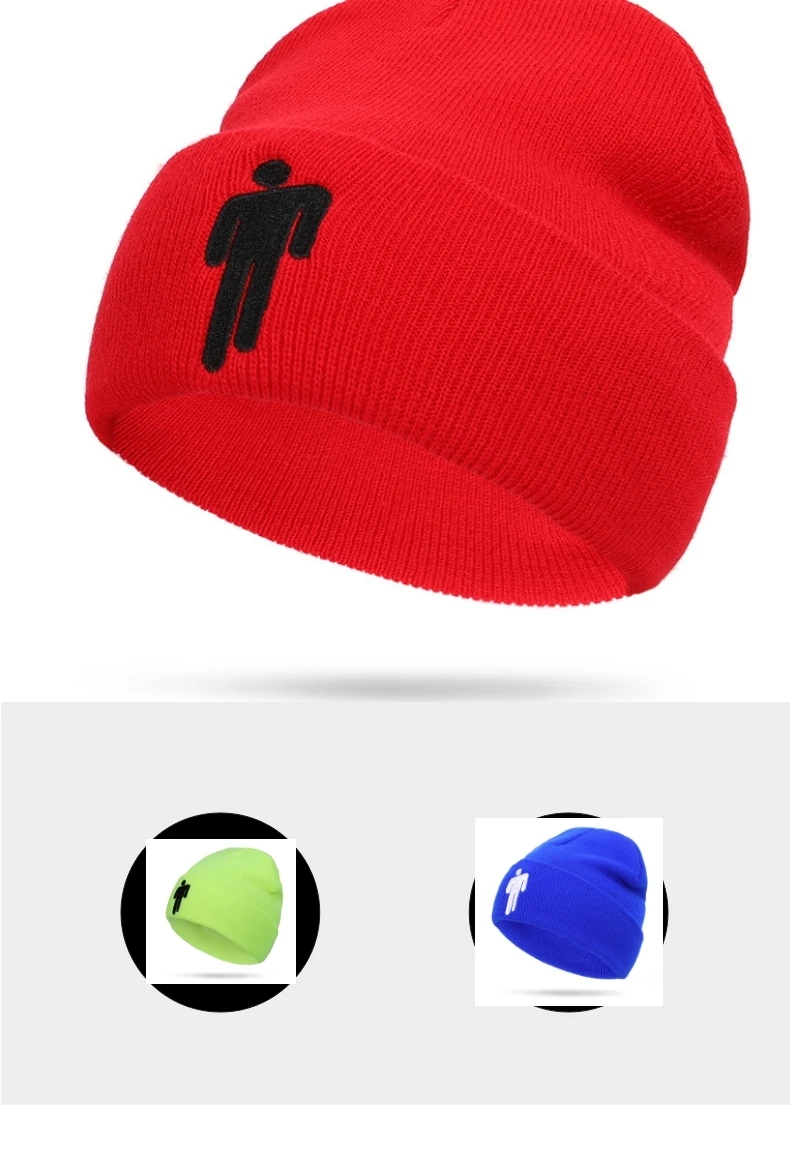 Billie Eilish Beanie цвета вязаная зимняя шапка однотонный хип-хоп трикотажный свитер шляпа костюм капитана аксессуар подарки теплая зима