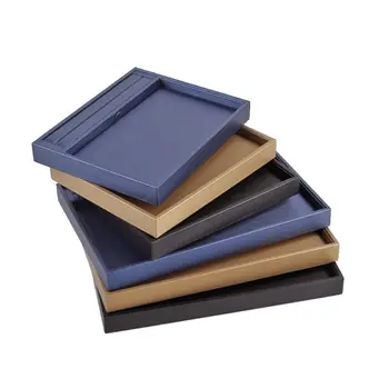 

PU Jewelry Tray Drawer Organizer Stackable Jewelry Accessary Tray Display Shop Counter Showcase Gifts for Girls Women(Gold- Smal