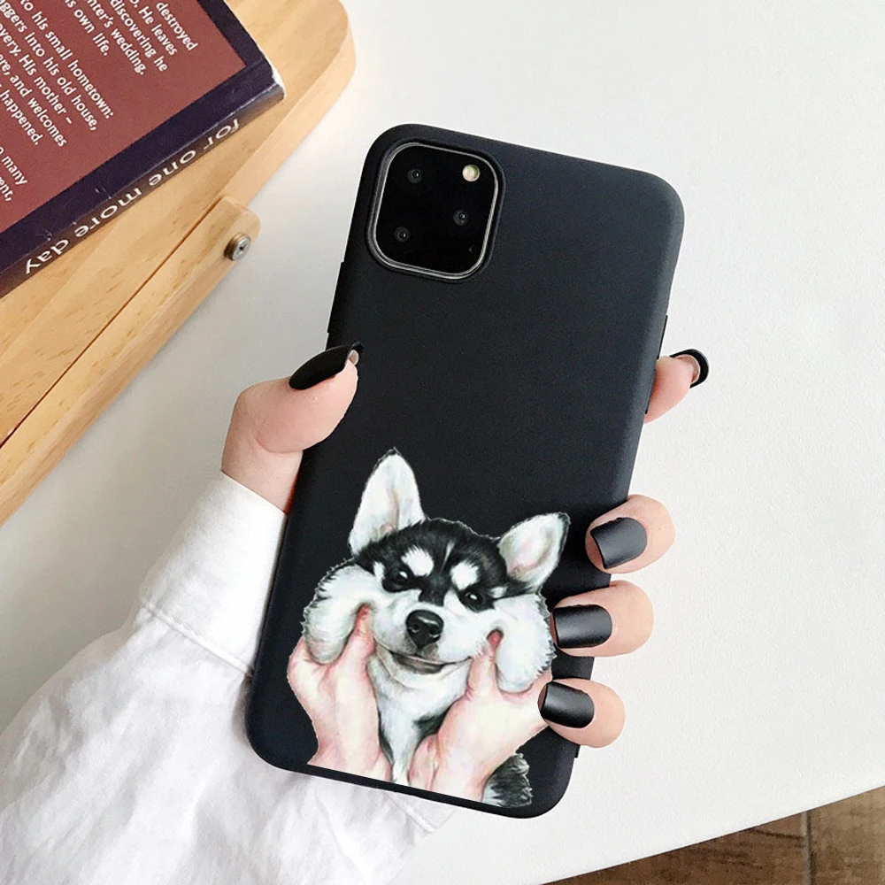 Чехол для телефона для iPhone 6, 6s, 7, 8 Plus, X, 5, 5S, SE, чехол с милой собачкой хаски, Рождественский Мягкий ТПУ черный чехол для iPhone 8, XR, XS, 11Pro Max
