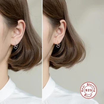 

Earrings for Women Silver 925 Square Drop Earrings For Women Geometric Dangle Earrings New Fashion Simple Korea Jewelry