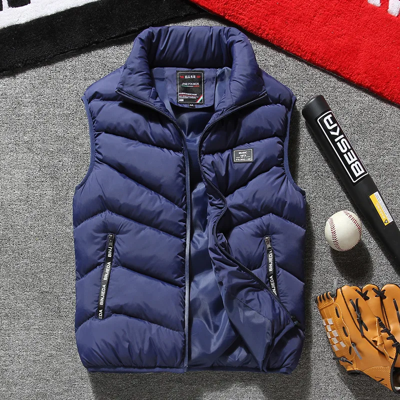 Waistcoat Men's Autumn& Winter Korean-style Trend Handsome Youth Slim Fit down Jacket Cotton-padded Clothes Thick Waistcoat Stu