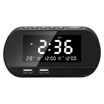 

Dual USB Charging Alarm Clock Smart Wireless Radio LCD Calendar Temperature Display for Bedroom Desktop