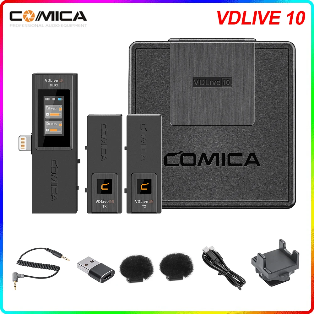 Беспроводной петличный микрофон COMICA VDLive10 2 4G передатчики приемник чехол для