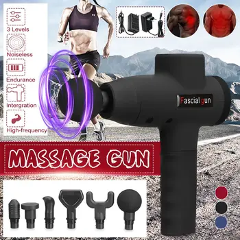 

5 Files Electronic Therapy Body Massage Guns Deep Tissue Massager Muscle Relaxing Machine With 6 Heads EU/US Plug