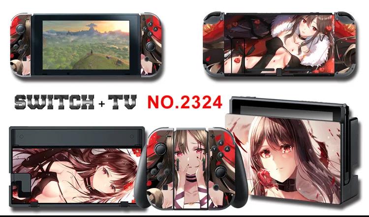 1set New Cute Anime Full Body Sticker for NS Switch Protective Cover Skin Colorful Art for Game Console Joy-Con Controller Decor