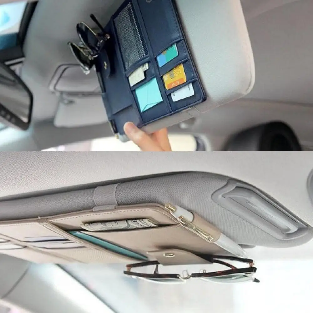 Najtaniej Samochód Sun organizer visor PU skóra samochód osłona przeciwsłoneczna torba pokrowiec dokumenty biletowe uchwyt na okulary przeciwsłoneczne klip akcesoria samochodowe