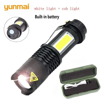 

YUNMAI NEW Usb Rechargeable 3800lm Q5+cob Led Flashlight Portable Built-in 14500 Mini Zoom Torch Waterproof In Life Lantern