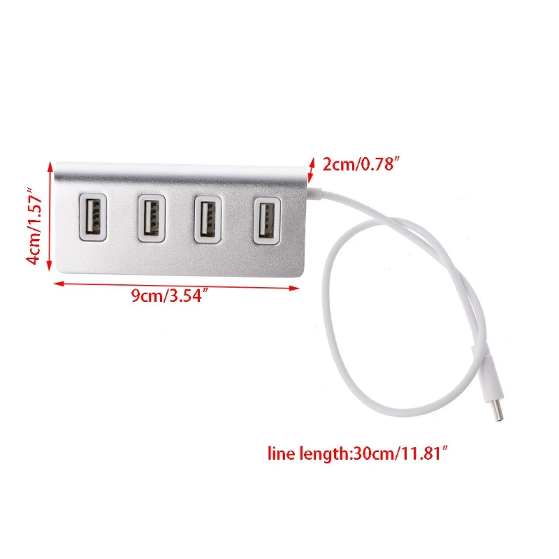 Алюминий 4 Порты и разъёмы USB 2,0 док-станция USB 3,1 Тип C кабель-переходник для iMac, MacBook Air, LX9A