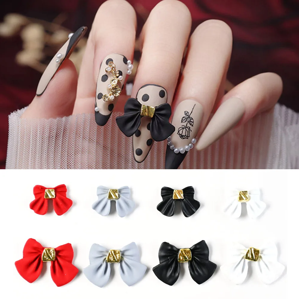 10pcs/lot Japanese Nail Art Bow-tie Decorations Alloy Jewelry 3d Frosted  Nail Charms Black/white/red Bowknot Accessories Te#024 - Rhinestones &  Decorations - AliExpress