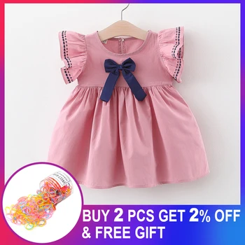 

Baby Girls Dresses 2020 Newborn Bow Toddler Girls Summer Polka-dot Kids Short Sleeve Princess Dresses Sundress Clothing Sunsuit