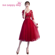 Новое поступление, скромные сексуальные наряды на день рождения, бордовые короткие платья длиной до колен для выпускного вечера, милые платья 16, Простые Вечерние платья, W4306