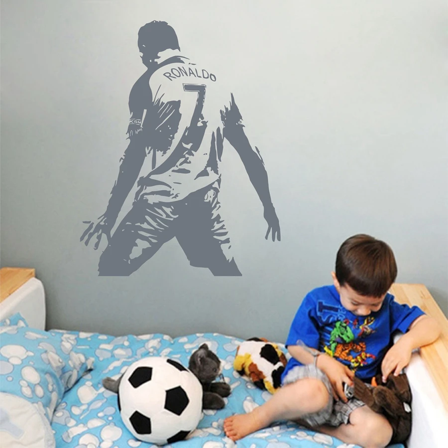 Football Cristiano Ronaldo Vinyl Wall Sticker Soccer Athlete Ronaldo Wall Decals Art Mural for Kids Room Living Room Decoration