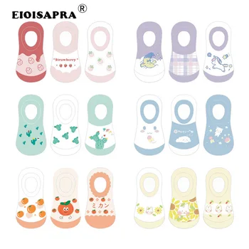 

Creative New Product Japanese Harajuku Kawaii Ankle Socks Cartoon Stealth Candy Color Antiskid Silicone Women Socks
