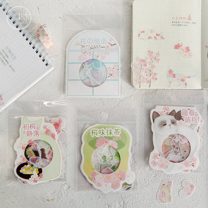 40 шт/1 лот Kawaii канцелярские наклейки Сакура с первого взгляда дневник декоративные мобильные наклейки Скрапбукинг DIY ремесленные наклейки