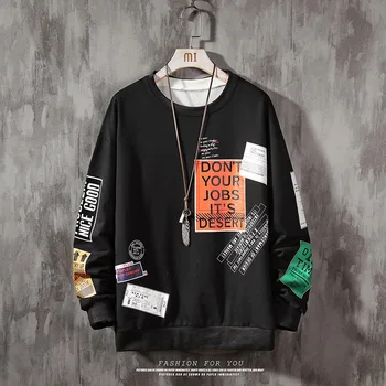 

2020 Autumn New Arrival Men's Sweatshirt Fashion Patchwork Hoodies Mens Casual Letter Hoodies Hip Hop Hooded Sweatshirts