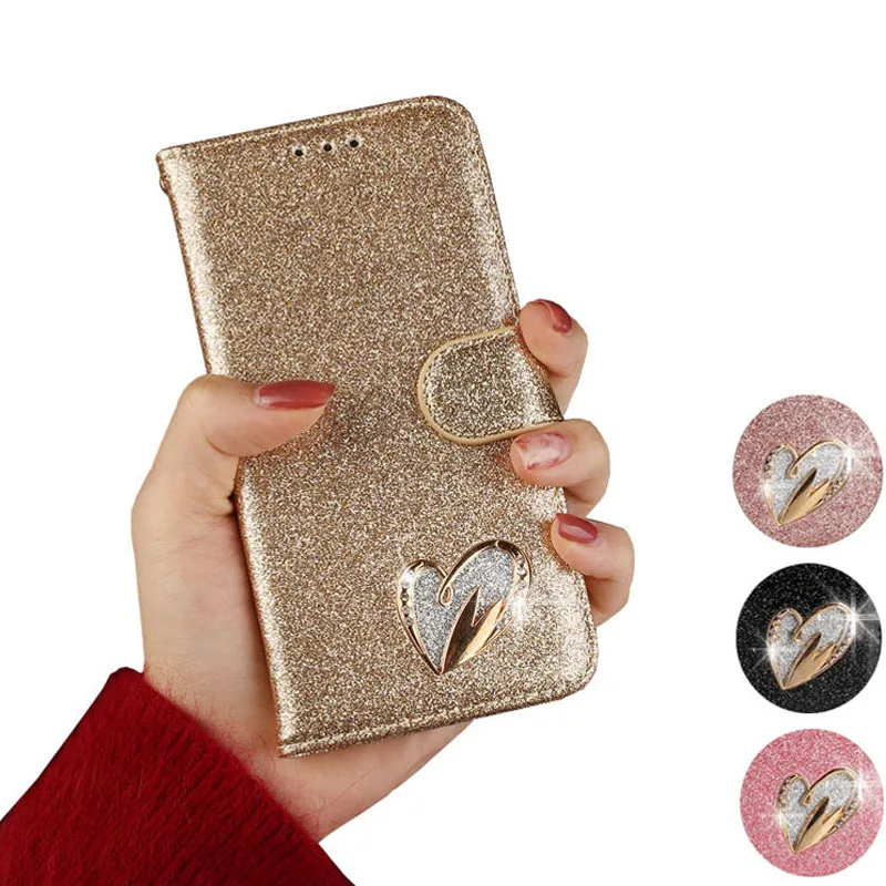 

Leather Flip Case For Samsung Galaxy S8 S9 Plus Cover Case On For Samsung S10 S10 E S8 Plus Glitter Wallet Girl Phone Case Coque