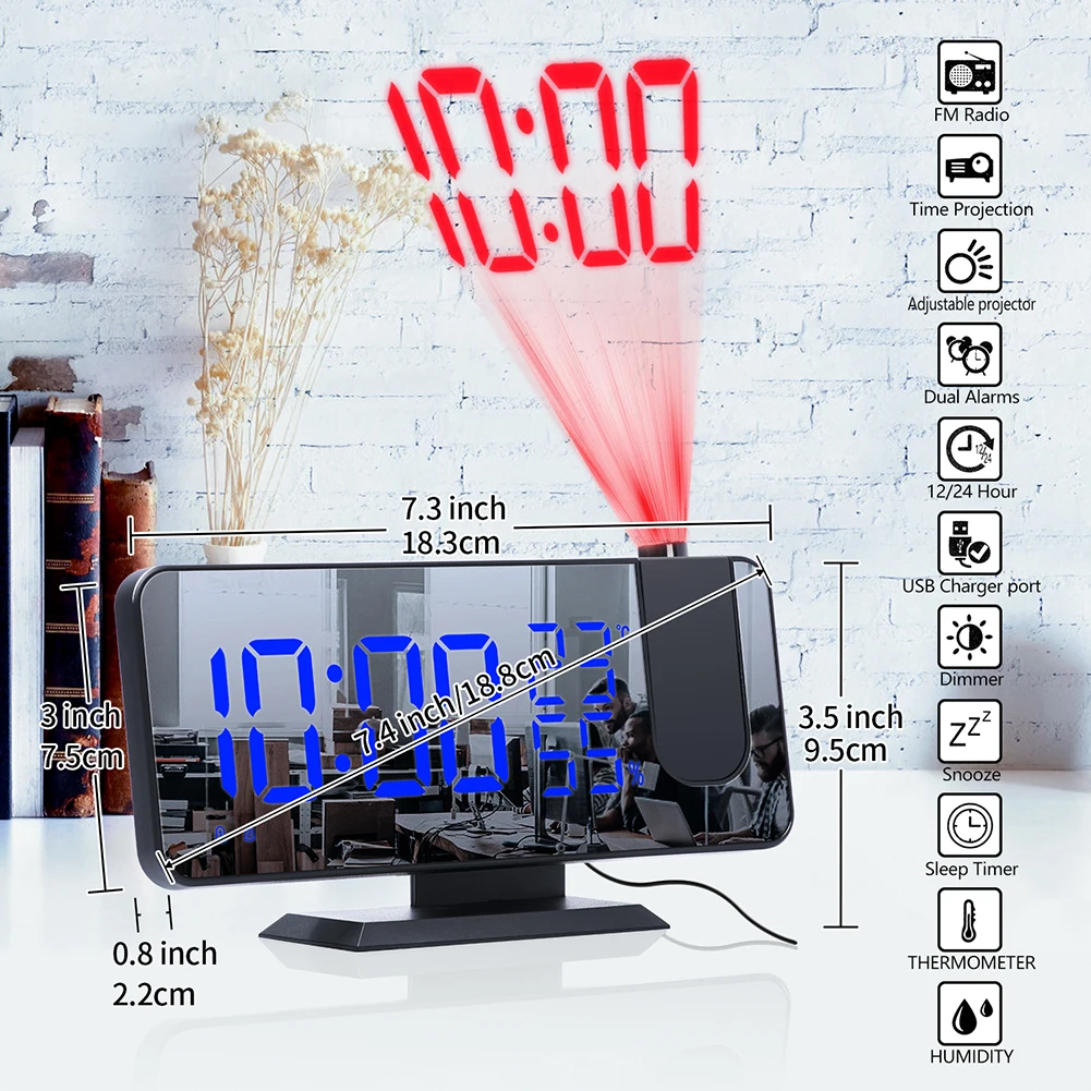 despertador de led, termo-higrômetro, display de data,