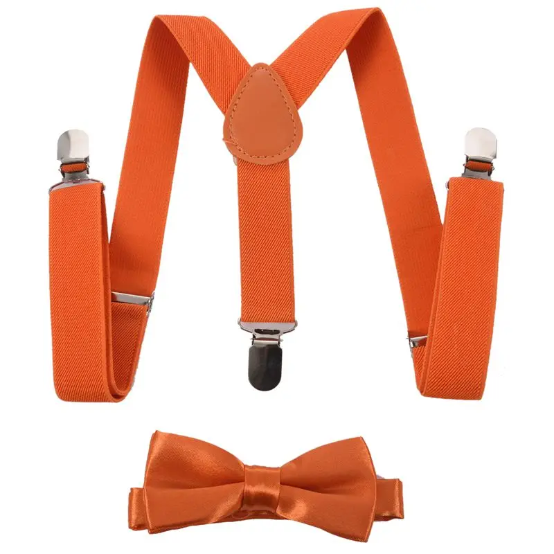 Детская заколка для девочек и мальчиков, эластичные регулируемые подтяжки с милым галстуком-бабочкой оранжевого цвета