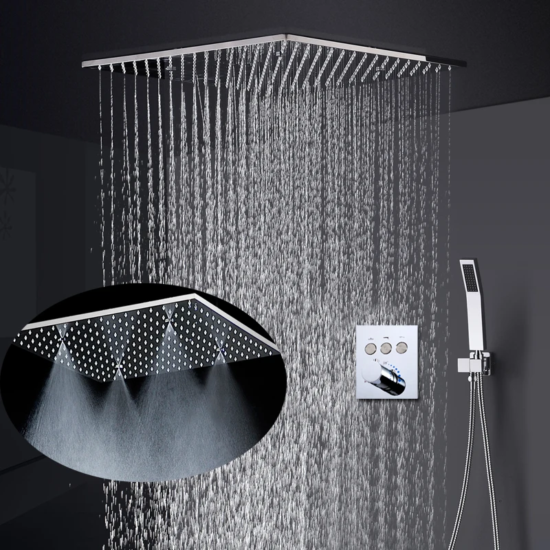 16 Inch Multifunction Shower Head Set Ceiling Concealed Top Rain And Spa Shower Panel Thermostatic Faucets System