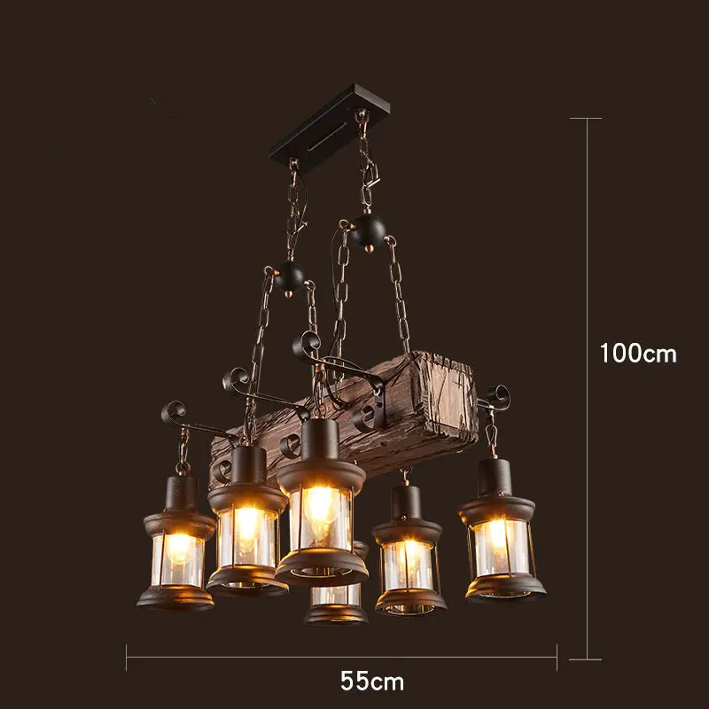 Antique Industrial Retro Wood E27 LED Ceiling Chandelier Lightin Creative LOFT Bar luminaire Vintage Pendant Lights lustre flush ceiling lights Ceiling Lights