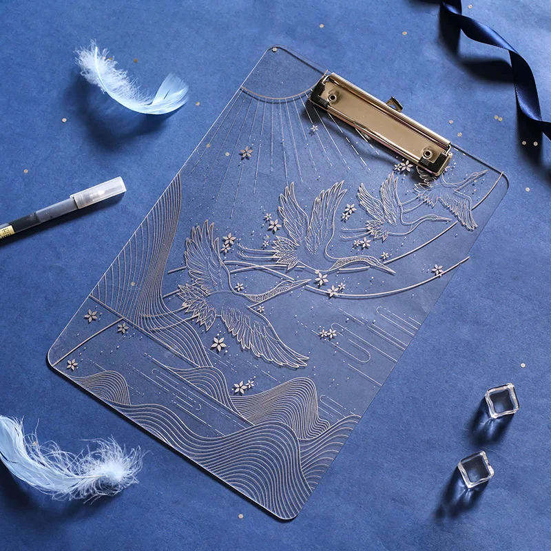 Черный Laserwriting pad Bronzing узор "Герань пятнистая" Серия бумажная папка для бумаг высокая проницаемость акриловая книжка с доской клип - Цвет: Черный