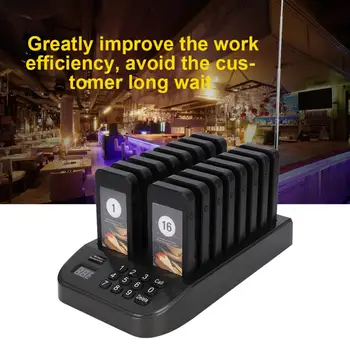 

Restaurant Pager System Calling Pager System Vibration LED Guest Waiting Calling System 1 Transmitter + 16 Pagers
