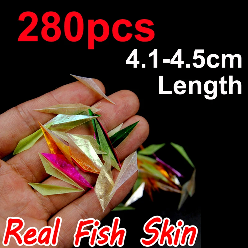 real skin size 6 280 шт./пакет приманки Рог изготовление нарезанные флэш-Sabiki рыбьей кожи Пластик Sabiki крылья сверкающих Цвет смешанный - Цвет: real skin size 6