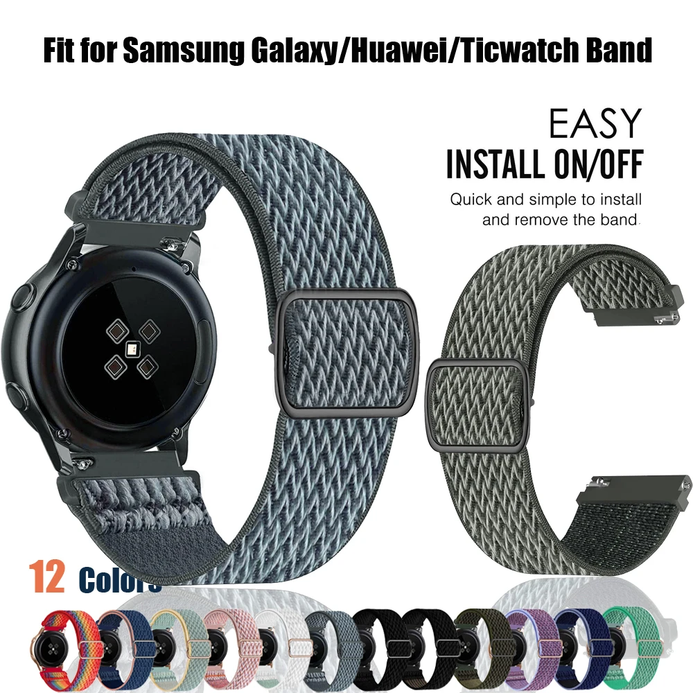 Ремешок нейлоновый для Samsung Galaxy Watch 4 classic Active 2 46 мм 42 amazfit bip регулируемый браслет