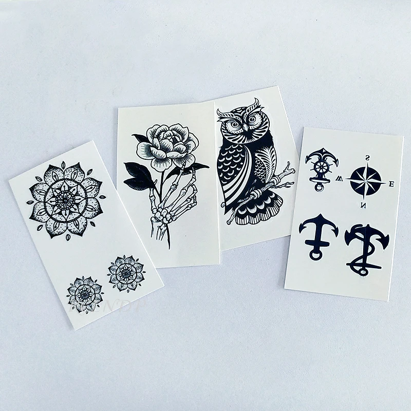 Waterproof Temporary Tattoo Sticker moon cross flower feather net small art tatto flash tatoo fake tattoos for women men kid