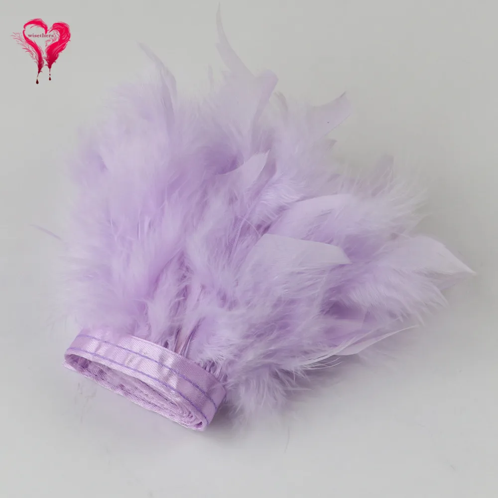 Light Purple Wisethers 1 метр Необычные пушистые окрашенные красочные индейки Chandelle перо ленточная отделка бахрома для костюмов украшения 43 цвета - Цвет: Light Purple