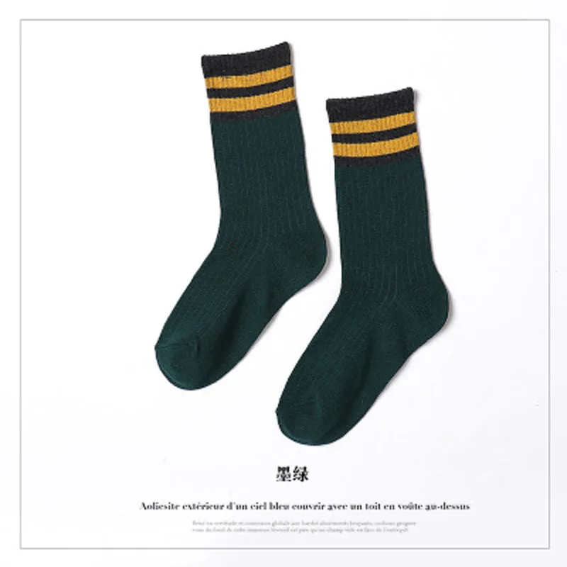 Забавные милые хлопковые свободные полосатые носки в японском стиле ретро для школьниц разноцветные женские носки Harajuku - Цвет: A