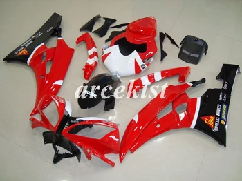

4 Gifts New ABS Injection Mold Motorcycle Full Fairings Kit Fit For YAMAHA YZF-R6 2006 2007 R6 06 07 bodywork set Red white
