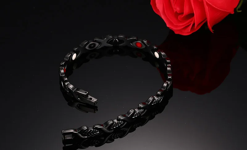 NHGBFT классический Магнитный браслет для мужчин и женщин X Черный цвет браслет из нержавеющей стали