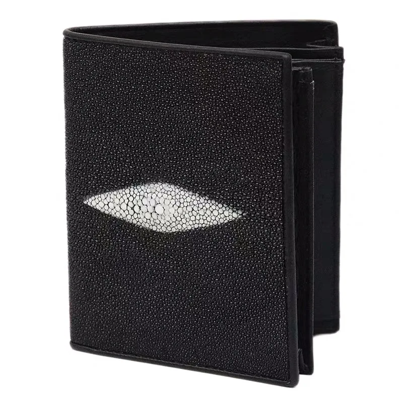 Thailand Genuine Stingrary Skin Male Short Clutch Wallet Authentic Real Stingray Leather Men's Small Trifold Wallet Card Holders 2