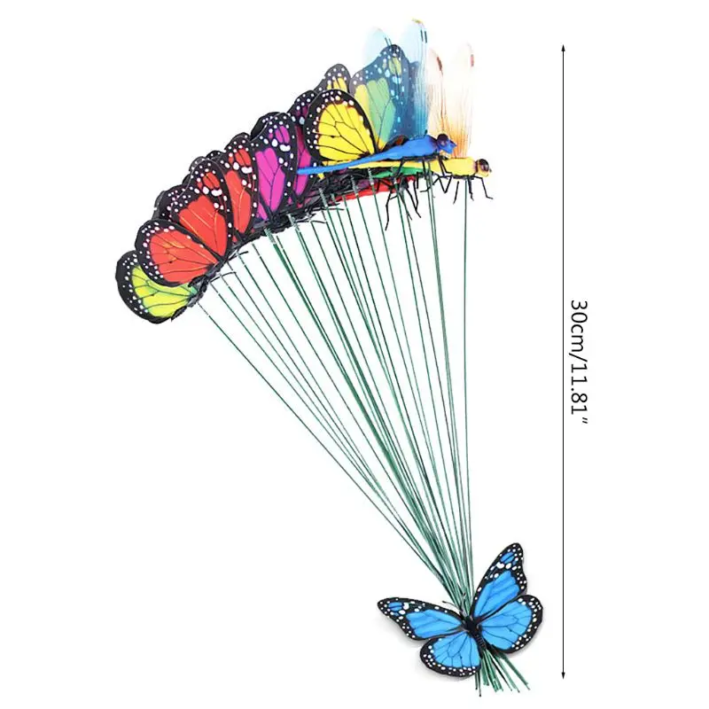 24 шт.(20xButterfly+ 4 xDragonfly) искусственный декор в виде бабочек шланг для полива огорода, двора, газон внутренний дворик художественные украшения разные цвета Dec