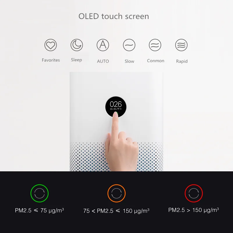 Original XIAOMI MIJIA Air Purifier 3 sterilizer addition to Formaldehyde wash cleaning OLED Display HEPA Filter Smart Control