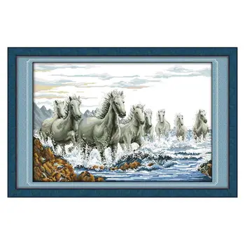 

Horse DIY Handmade Needlework Counted 14CT Printed Cross Stitch Embroidery Kit Set Home Decoration