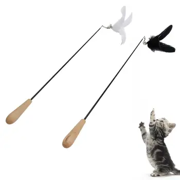 

Pet Cats Kitten Funny Teaser Feather Bell Telescopic Rod Wand Stick Catnip Toy