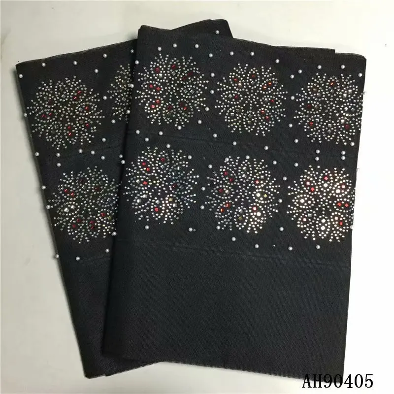 Африканский гелевый головной убор ASO OKE Высококачественная нигерийская Кружевная повязка на голову ASO OKE обертывание бисером и стойками для вечерние 2 шт./лот