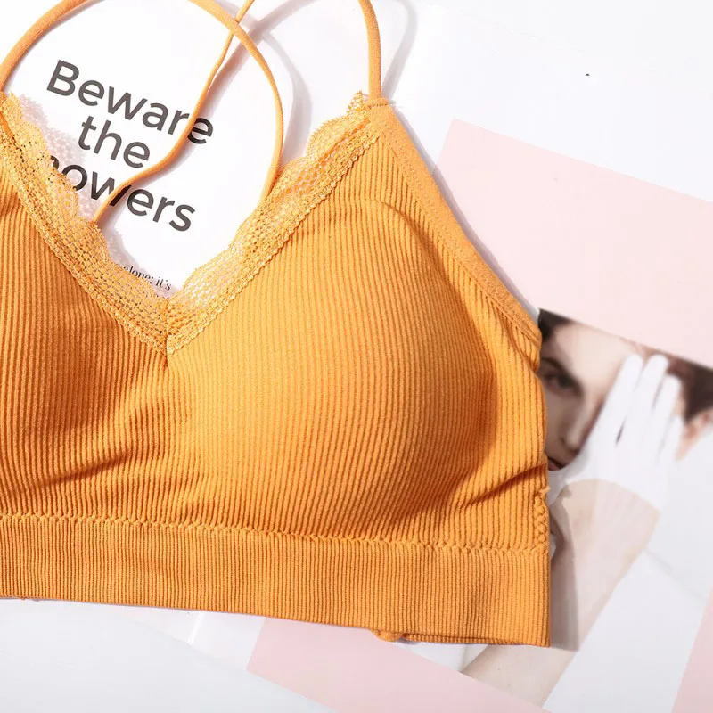 Летний сексуальный трикотажный бюстгальтер с перекрестной спинкой женское