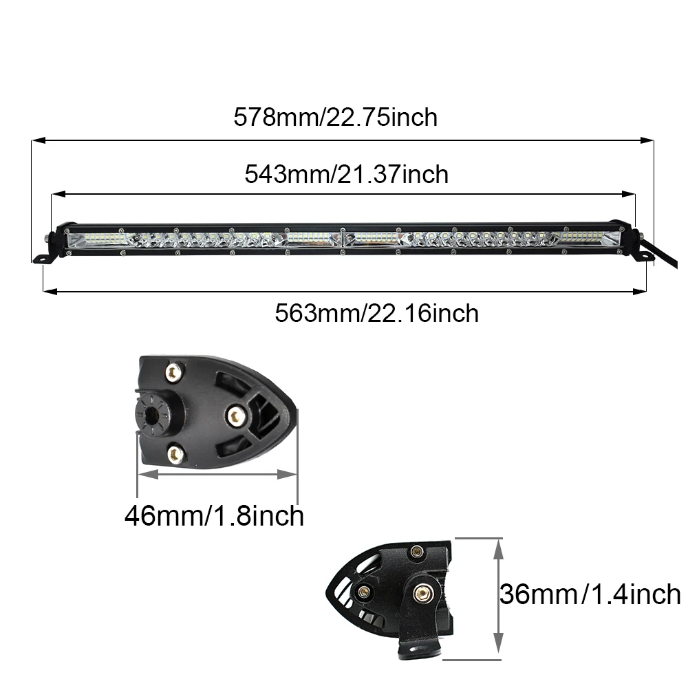 

20 Inch Slim LED Light Bar Single Row 156W IP67 Spot Combo Beam Auto Driving Lights For 12V 24V SUV 4X4 Off Road LED Work Lamp