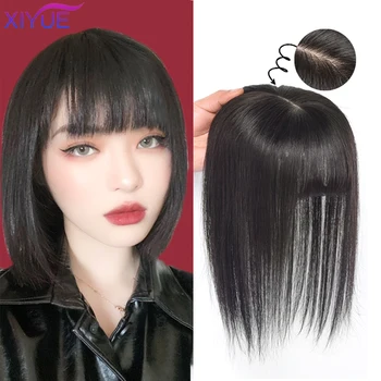

Hair Pieces with Bangs Top of Head Replacement block 35cm Corn Stright Curly Invisible Clip Synthetic Hair Piece Half-head Wig