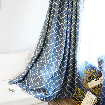 

Curtains for Living Dining Room Bedroom 2 Colors Screens Printing American Villages Minimalist European Style Blackout Curtain