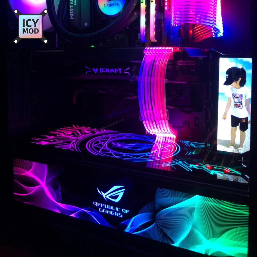 placa de iluminação personalizado chassis decoração gpu